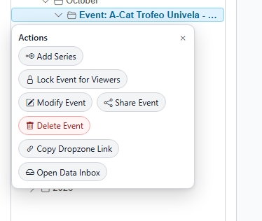 Contextual Action Menu Popover displaying available actions for the selected node